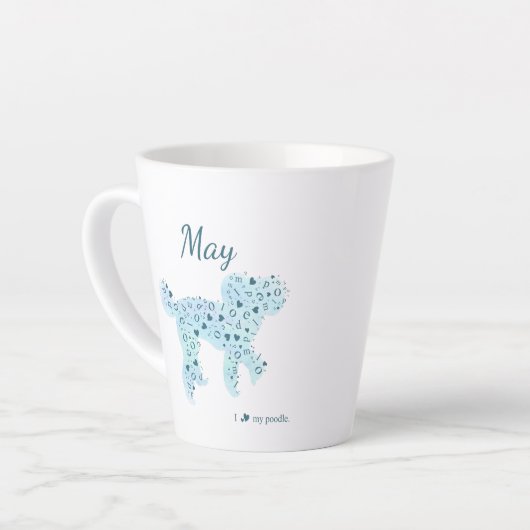 Custom Pastel Blue Poodle Silhouette Tasse (Linke Ecke)