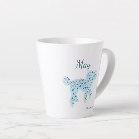 Custom Pastel Blue Poodle Silhouette Tasse (Rechte Ecke)