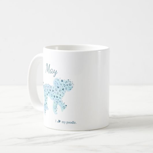 Custom Pastel Blue Poodle Silhouette Tasse (Vorderseite Links)