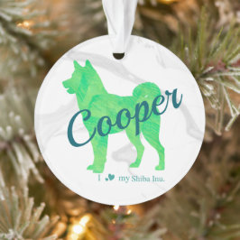 Custom Pastel Blue Shiba Inu Silhouette  Ornament