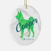 Custom Pastel Blue Shiba Inu Silhouette Ornament (Rechts)