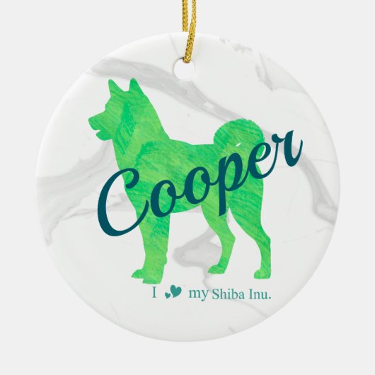 Custom Pastel Blue Shiba Inu Silhouette Ornament (Vorne)