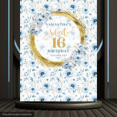 Custom Pastel Blue Sweet 16 Gold Glitzer Tapestry Wandteppich