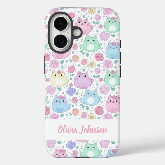 Custom Pastel Cat Pattern Phone Case  (Rückseite)