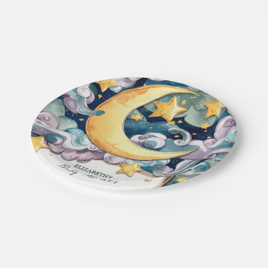 Custom Pastel Celestial Baby Dusche Pappteller (Schrägansicht)