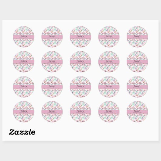 Custom Pastel Cupcake Topper Name Sticker Sheet (Blatt)
