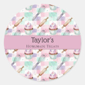 Custom Pastel Cupcake Topper Name Sticker Sheet (Vorderseite)