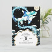 Custom Pastel Enchanted Shark Birthday Einladung (Stehend Vorderseite)