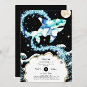 Custom Pastel Enchanted Shark Birthday Einladung (Vorne/Hinten)