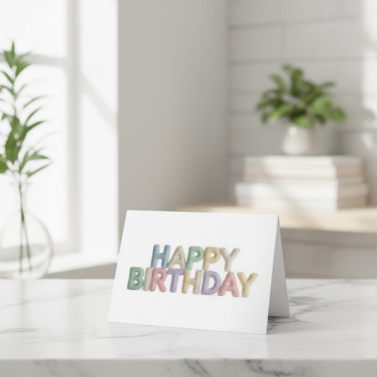 Custom Pastel Felt Letters Happy Birthday Card Dankeskarte