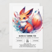 Custom Pastel Fox Geburtstag Einladung (Vorne/Hinten)