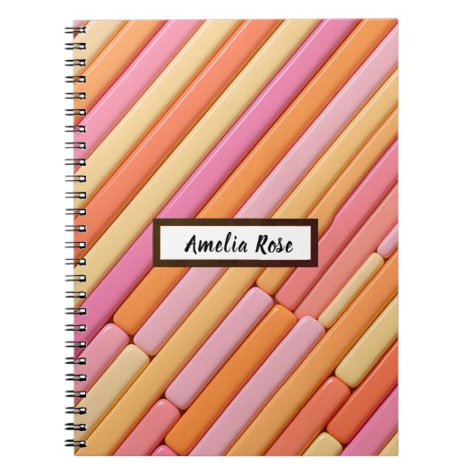 Custom Pastel Geometric Spiral Notebook - Modern Notizblock (Vorderseite)