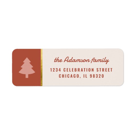 Custom Pastel & Gold Weihnachtsbaum Rücksendeadres (Vorne)