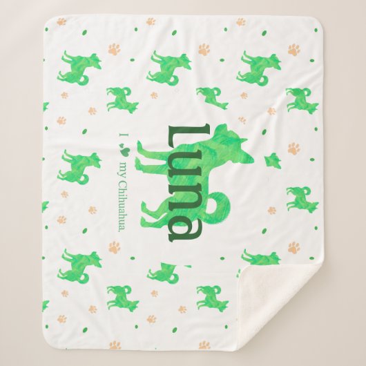 Custom Pastel green chihuahua Silhouette blanket Sherpadecke (Vorderseite)