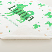 Custom Pastel green chihuahua Silhouette blanket Sherpadecke (3/4)