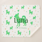 Custom Pastel green chihuahua Silhouette blanket Sherpadecke (Vorderseite (Horizontal))