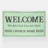 Custom Pastel Green Church Willkommen Banner (Horizontal)