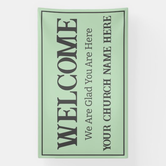 Custom Pastel Green Church Willkommen Banner (Vertikal)