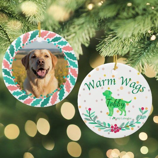 Custom Pastel Green Labrador Retriever Christmas  Keramik Ornament