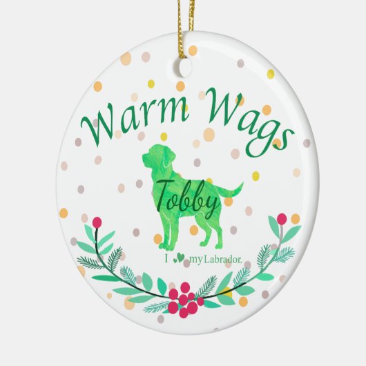 Custom Pastel Green Labrador Retriever Christmas  Keramik Ornament (Links)