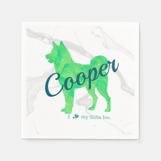 Custom Pastel Green Shiba Inu Silhouette Napkin Serviette (Vorderseite)