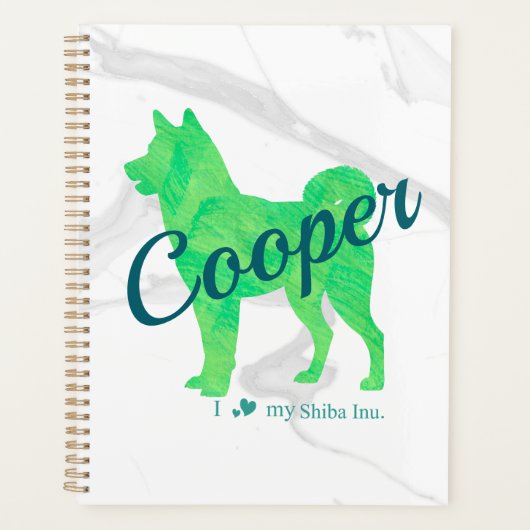 Custom Pastel Green Shiba Inu Silhouette Notebook Planer (Vorderseite)
