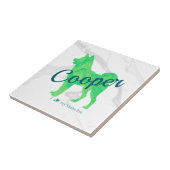 Custom Pastel Green Shiba Inu Silhouette Tile Fliese (Seite)