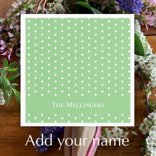 Custom Pastel Green und White Polka Dot Oaster Serviette