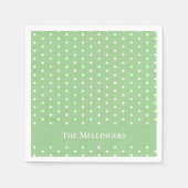 Custom Pastel Green und White Polka Dot Oaster Serviette (Vorderseite)