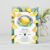 Custom Pastel Lemon Birthday Einladung (Stehend Vorderseite)
