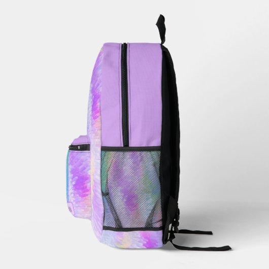 Custom Pastel Lila Girly Iridescent Holographic Bedruckter Rucksack (Rechts)
