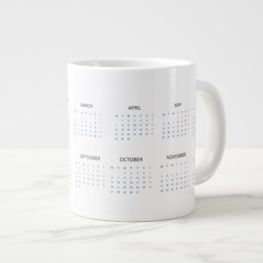 Custom Pastel Mint 2025 Calendar Elegant Jumbo-Tasse (Vorderseite Rechts)