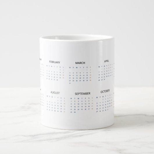 Custom Pastel Mint 2025 Calendar Elegant Jumbo-Tasse (Vorderseite)