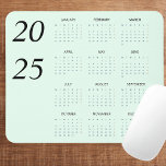 Custom Pastel Mint 2025 Calendar Elegant Mousepad<br><div class="desc">Aktualisieren Sie Ihren Arbeitsbereich mit diesem benutzerdefinierten pastellfarbenen Mint 2025 Kalendermauspad. Dieses elegante Mauspad wurde für Stil und Praxisnähe konzipiert und bietet einen ganzjährigen Kalender für schnelle Datumserfassung. Das Set in einem sanften, pastellfarbenen Mint-Hintergrund verleiht Ihrem Schreibtisch eine elegante Touch. Die glatte Oberfläche sorgt für optimale Mausleistung, während die rutschfeste...</div>