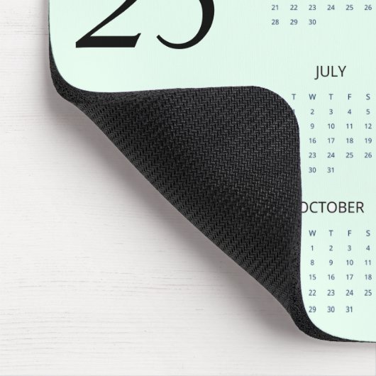 Custom Pastel Mint 2025 Calendar Elegant Mousepad (Ecke)