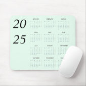 Custom Pastel Mint 2025 Calendar Elegant Mousepad (Mit Mouse)