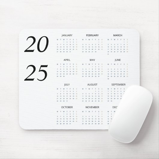 Custom Pastel Mint 2025 Calendar Mousepad (Mit Mouse)