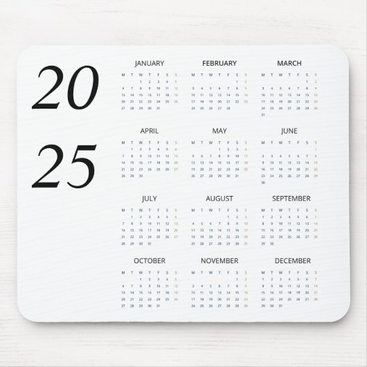 Custom Pastel Mint 2025 Calendar Mousepad (Vorne)