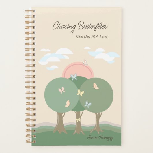 Custom Pastel Modern Boho Butterfly Planner Planer (Vorderseite)
