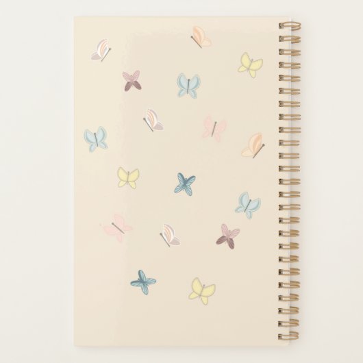 Custom Pastel Modern Boho Butterfly Planner Planer (Rückseite)