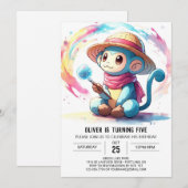 Custom Pastel Monkey Geburtstag Einladung (Vorne/Hinten)