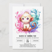 Custom Pastel Monkey Geburtstag Einladung (Vorderseite)
