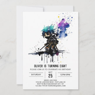 Custom Pastel Ninja Boy Digital Geburtstag Einladung