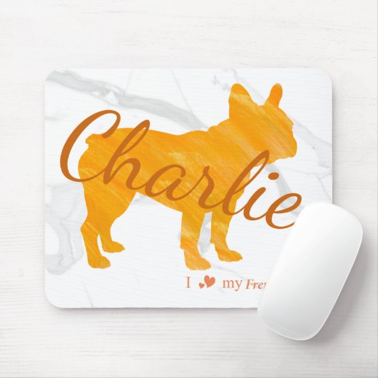 Custom Pastel Orange French Bulldog - Frenchie Mousepad (Mit Mouse)