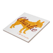 Custom Pastel Orange French Bulldog Tile- Frenchie Fliese (Seite)