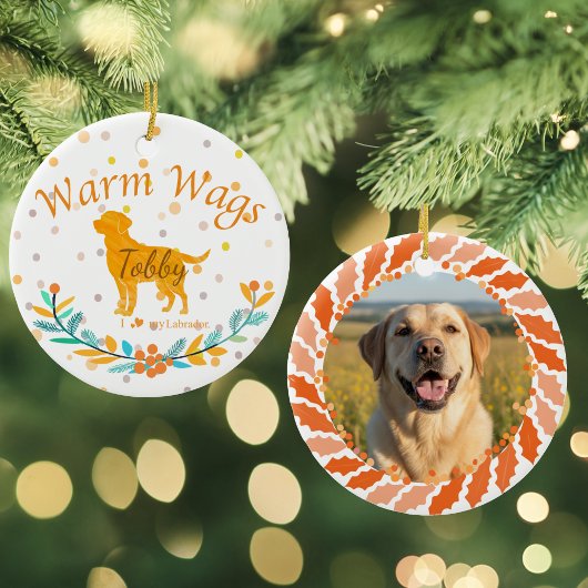 Custom Pastel Orange Labrador Retriever Christmas Keramik Ornament