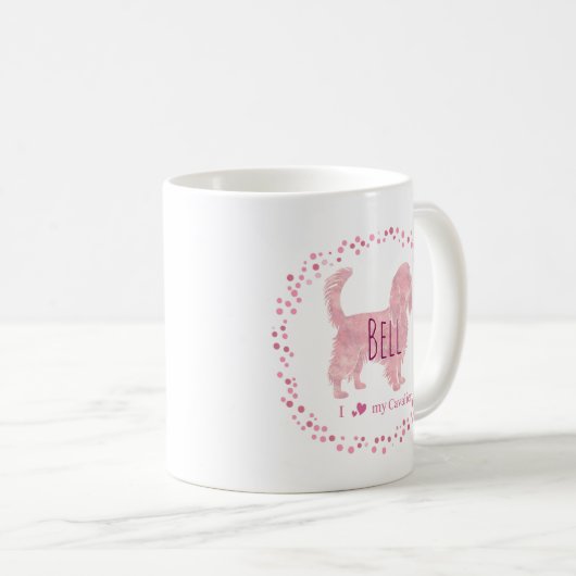 Custom Pastel pastel pink cavalier Silhouette mug Kaffeetasse (VorderseiteRechts)
