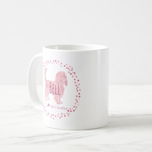 Custom Pastel pastel pink cavalier Silhouette mug Kaffeetasse (Vorderseite Links)