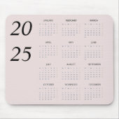 Custom Pastel Pink 2025 Calendar Elegant Mousepad (Vorne)