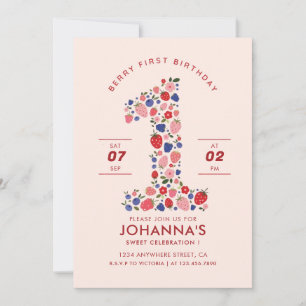 Custom Pastel Pink Berry Sweet Strawberry Frucht Einladung